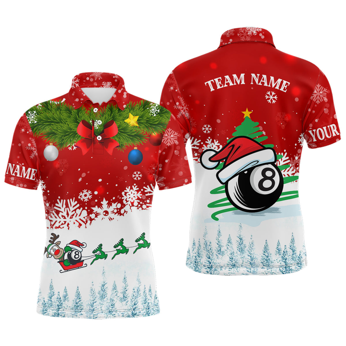 Lasfour Personalized Funny Christmas Billiard 8 Ball Pool Polo Shirts BIA0332