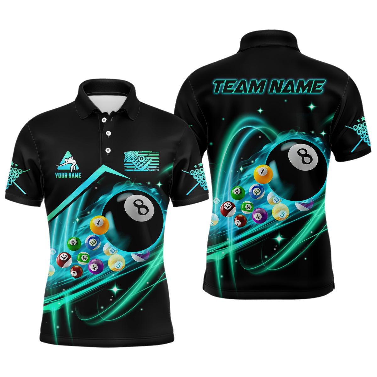 Lasfour Custom Billiard Balls 3D All Over Print Billiard Polo Shirts BIA0608