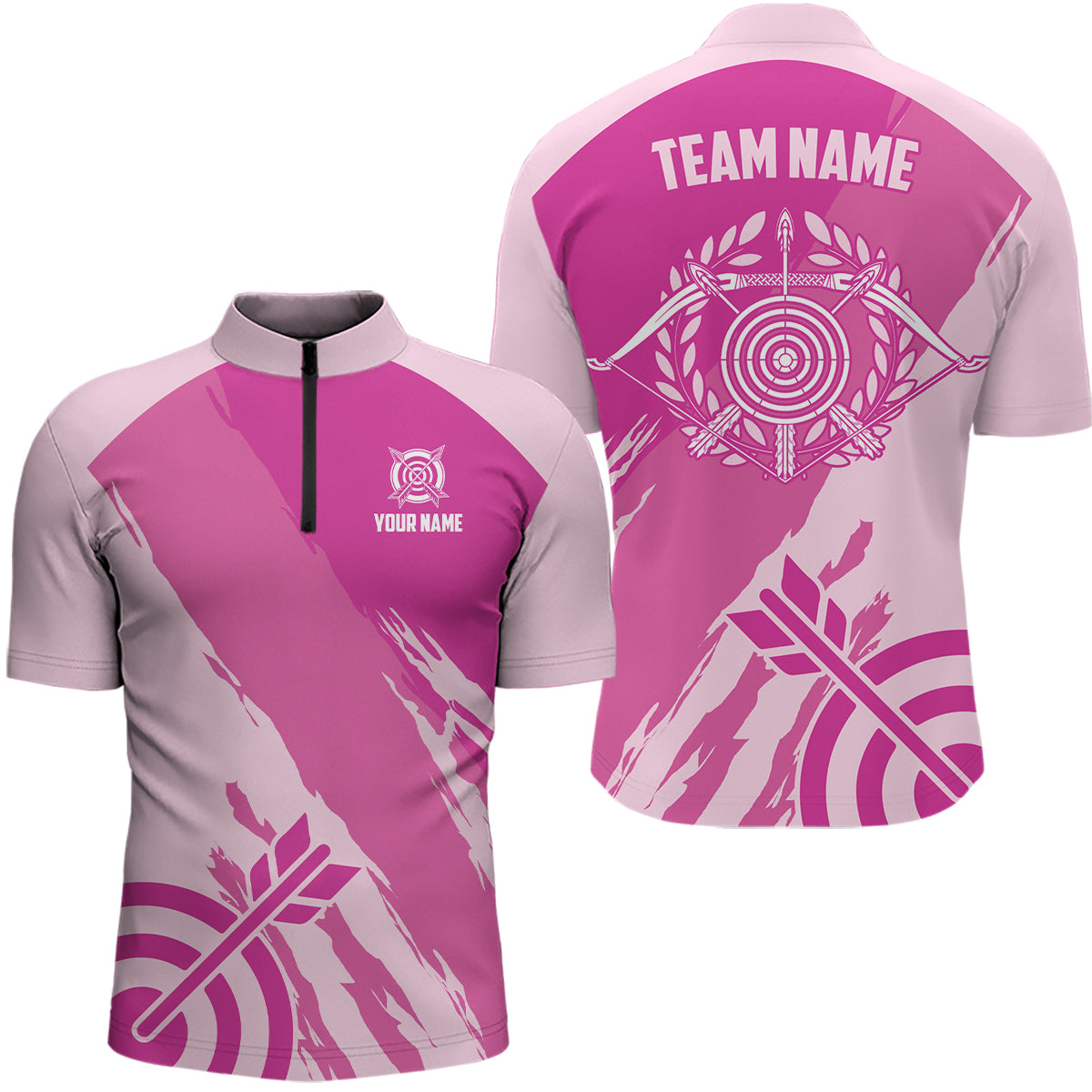 Lasfour Personalized Pink Jerseys Archery Men 3D Zipper Polo Shirt AA0059