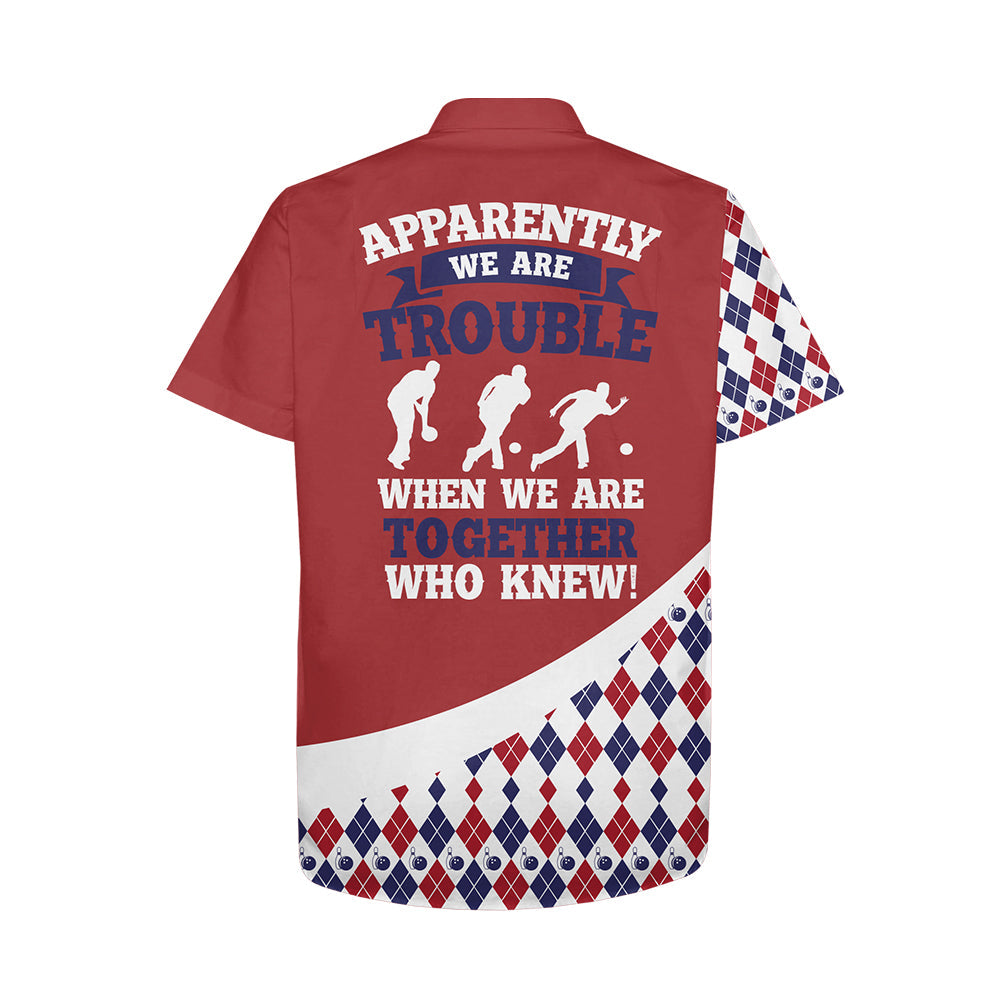 Personalized Hawaiian Bowling Shirt For Men Women Red Argyle Blowing, Idea Gift for Bowling Lover HO4018