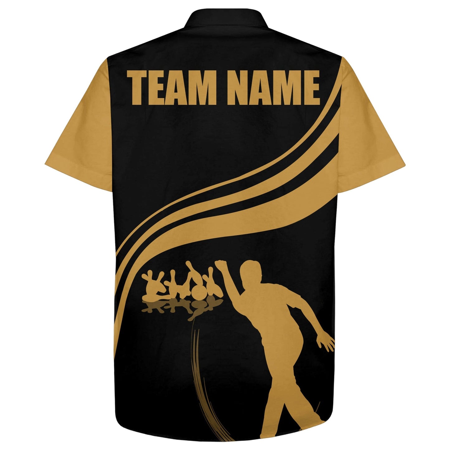 Personalized Hawaiian Bowling Shirt Black and Gold Bowlers Custom Team Bowling Hawaiian Shirt HO4011