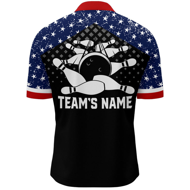 Custom American Flag Bowling Jersey For Team BO0045