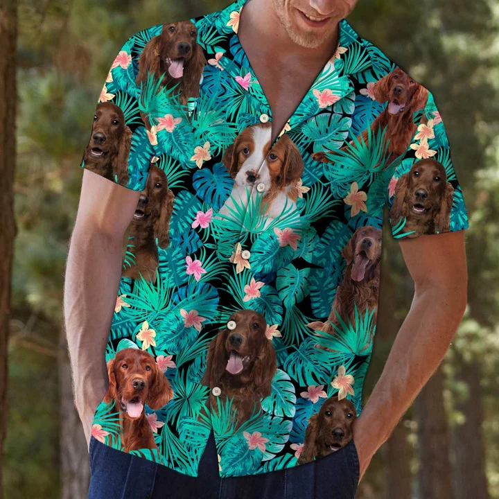 Irish Setter Tropical Hawaiian Aloha Shirts, Summer gift for Men and women HO0570