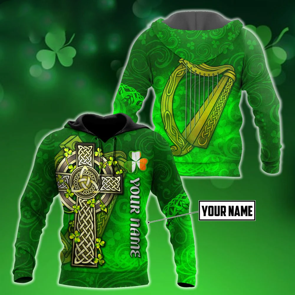 Irish St.Patrick Celtic Cross And The Irish Harp St Patrick's Day Shirts - Custom All Over Print Shirts PO0233