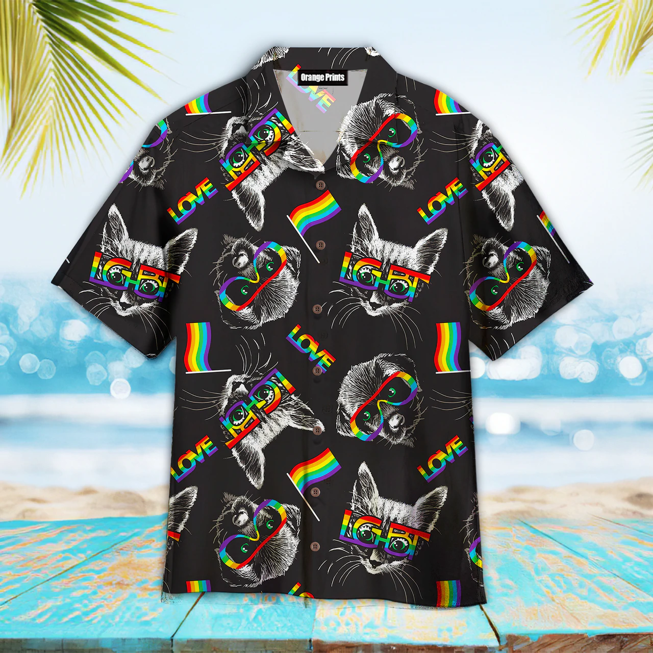 Kitten Puppy Faces With Glasses Lgbt Symbols Hawaiian Shirt, Pride Clothing HO4572