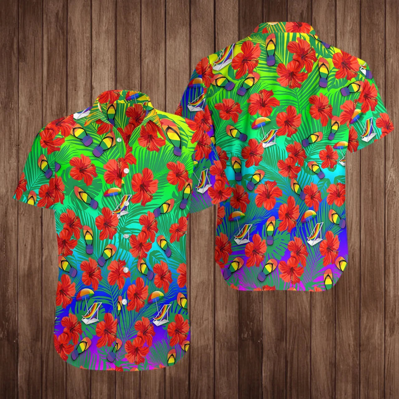 Leopard Skin With Rainbow Color Lgbt Hawaiian Shirt, Rainbow Shirt, Pride Shirt, LGBT Shirt HO1445
