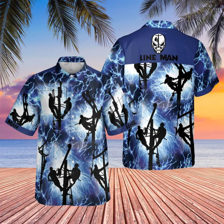 Lineman Red Thunder Storm Hawaiian Shirt HO0741