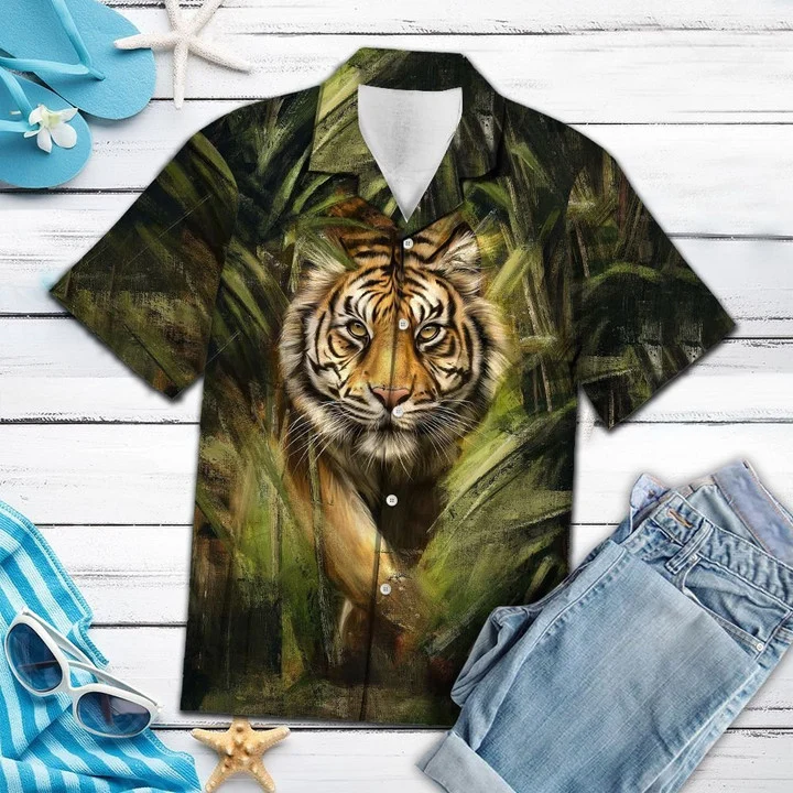 Lion King Tiger Walking Into Forest Hawaiian Shirt HO2063