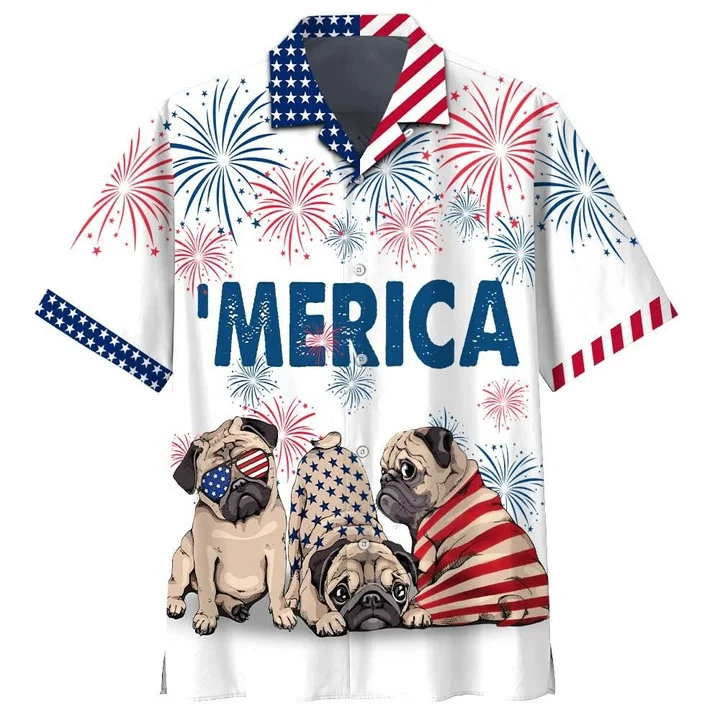 Love Pug 4th of july Hawaiian Shirt, Independence Day hawaii shirt for Men, Women HO2116