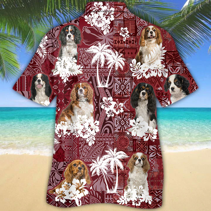 Cavalier King Charles Spaniel Red Hawaiian Shirt, Gift for Dog Lover Shirts, Animal Summer Shirts, Hawaiian Shirt Men HO1288