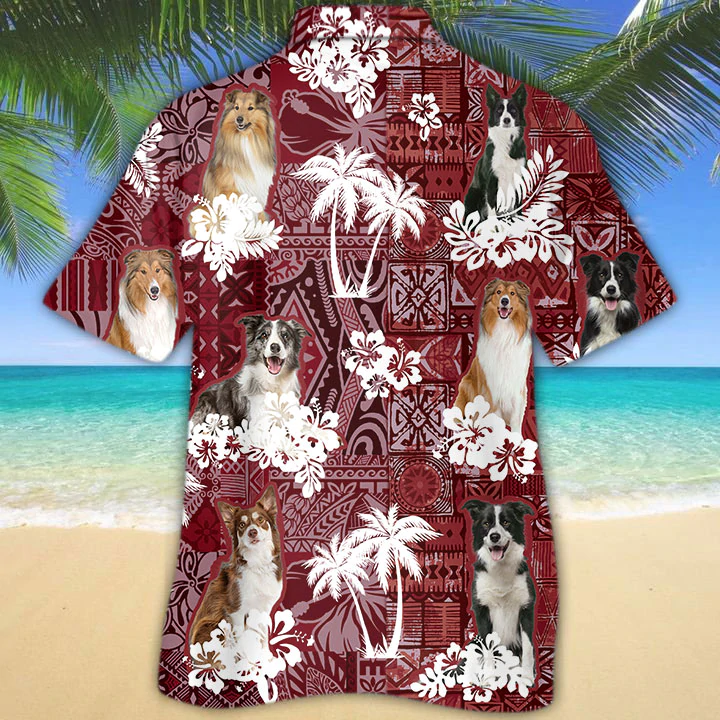 Collie red Hawaiian Shirt, Gift for Dog Lover Shirts, Animal Summer Shirts, Hawaiian Shirt Men HO1267