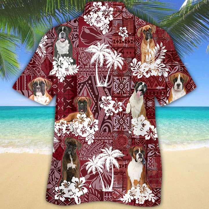 Boxer Dog Hawaiian Shirt, Gift for Dog Lover Shirts, Animal Summer Shirts, Hawaiian Shirt Men HO1274