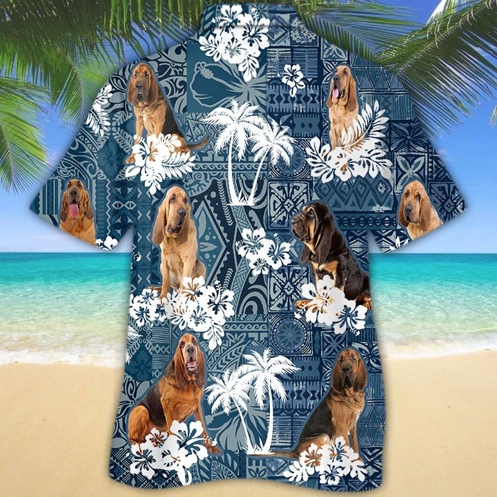 Lasfour Bloodhound Hawaiian Shirt For Men And Women, Beautiful 3D Full Print Dog On Hawaii Beach Shirts HO4878