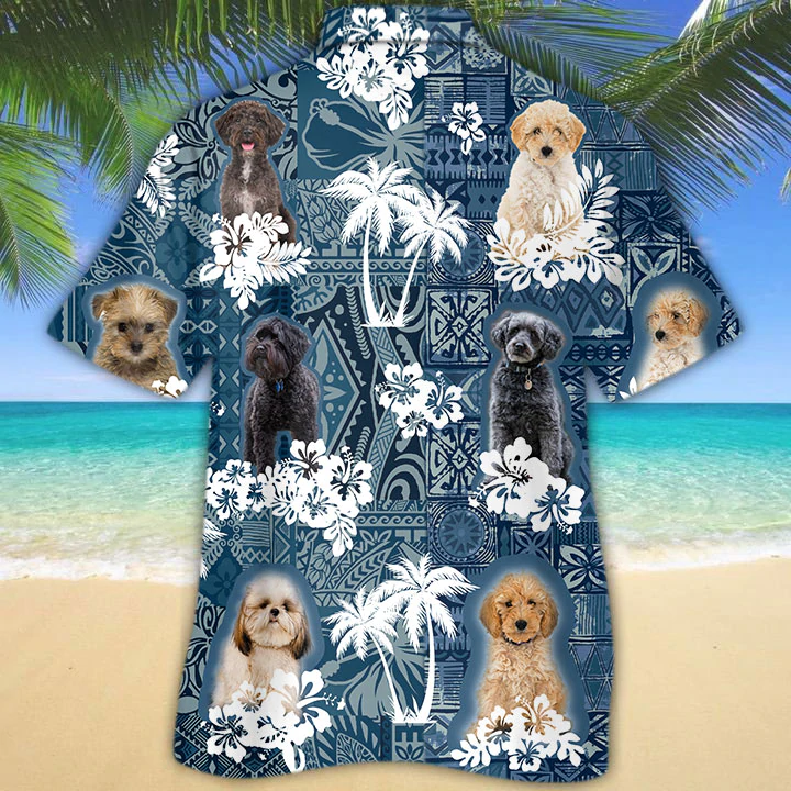 Schnoodle Hawaiian Shirt, Hawaii shirt vintage Floral Dog, Men's Hawaiian shirt, Women's Hawaiian shirt HO2665