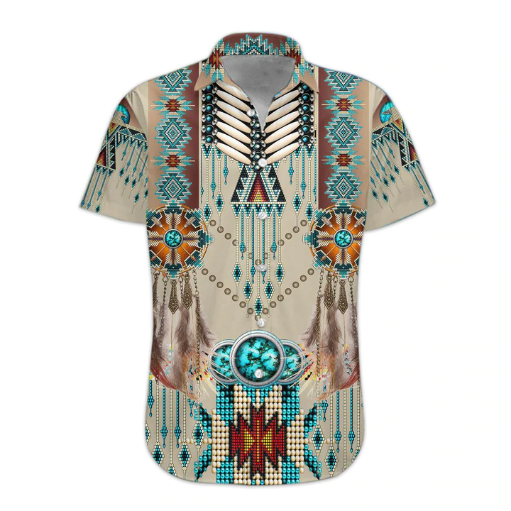 3D Native American Hawaii Shirt, Hawaiian Shirts for Men Print Button Down Shirt HO1081