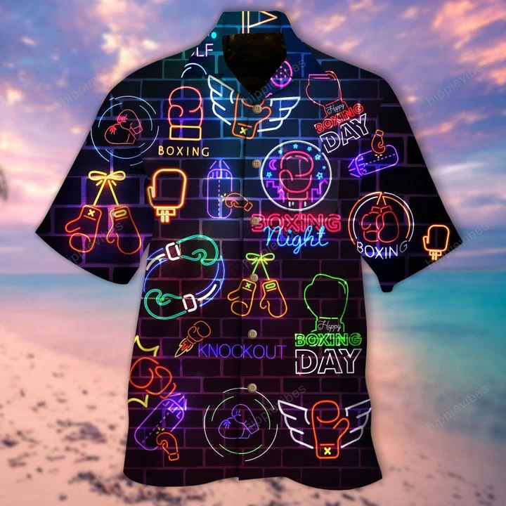 Magnificent Colorful Boxing Neon Light Themed Design Hawaiian Shirt HO1749