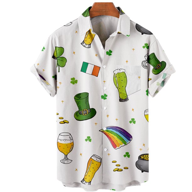 St Patrick's Day Hawaiian Shirt for men, Shamrock Shirt, Irish hawaiian Shirt PO0146