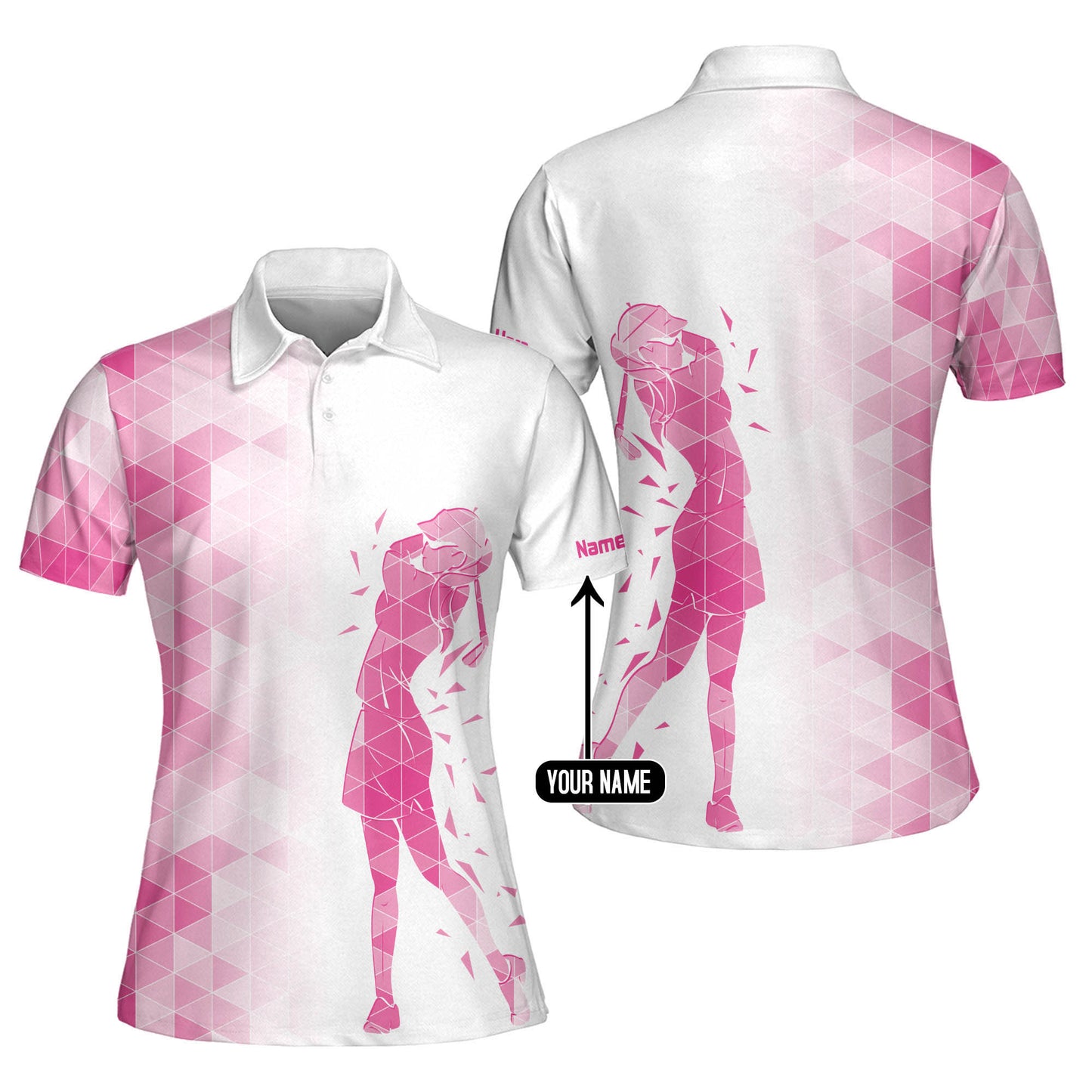 Pink Funny Womens Golf Polo Shirt GW0024