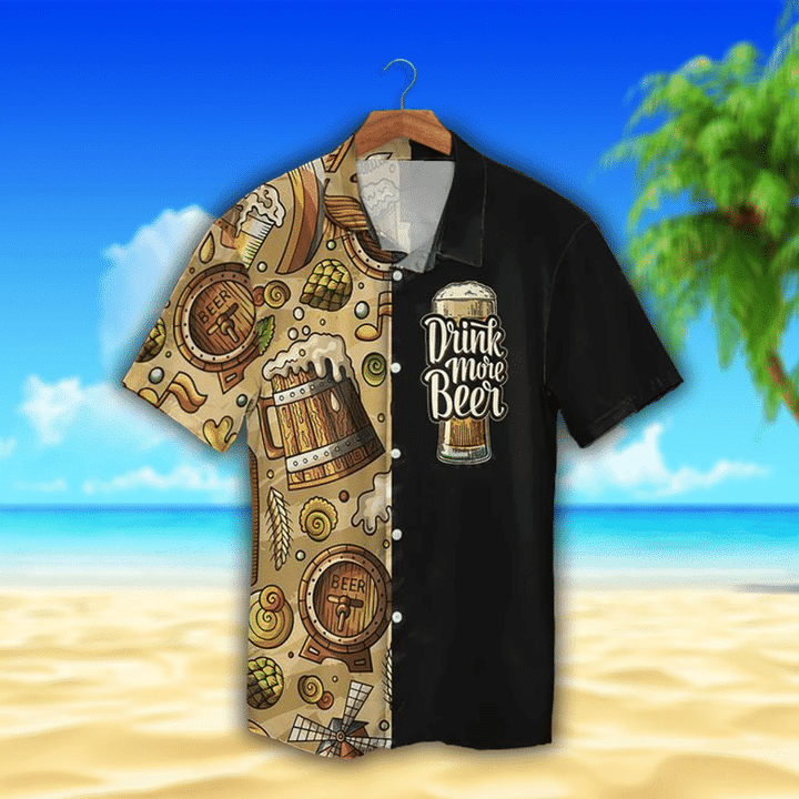 Old Beer Watercolor Design Hawaiian Shirt HO2018