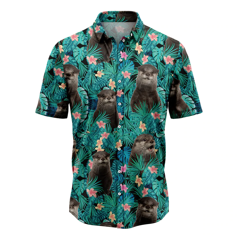 Otter Tropical Hawaiian Shirt, Summer Hawaiian Shirts for Men, women Aloha Beach Shirt HO1065