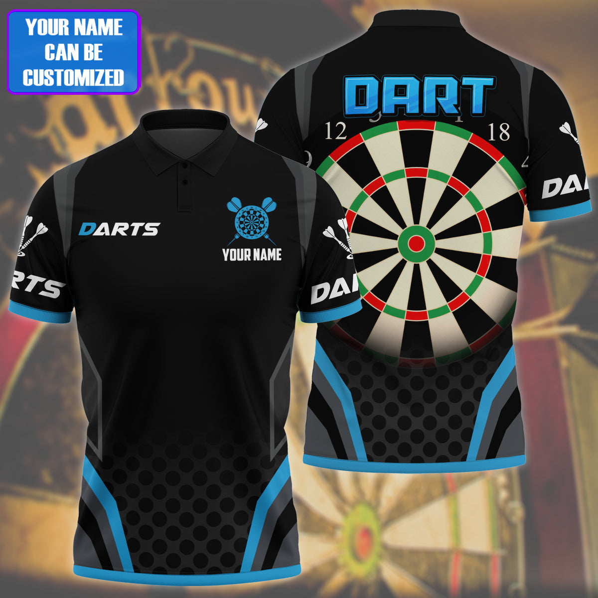 Personalized 3D All Over Print Blue Dart Polo Shirt, Dart Dad Shirts, Dart Shirts DMO0156