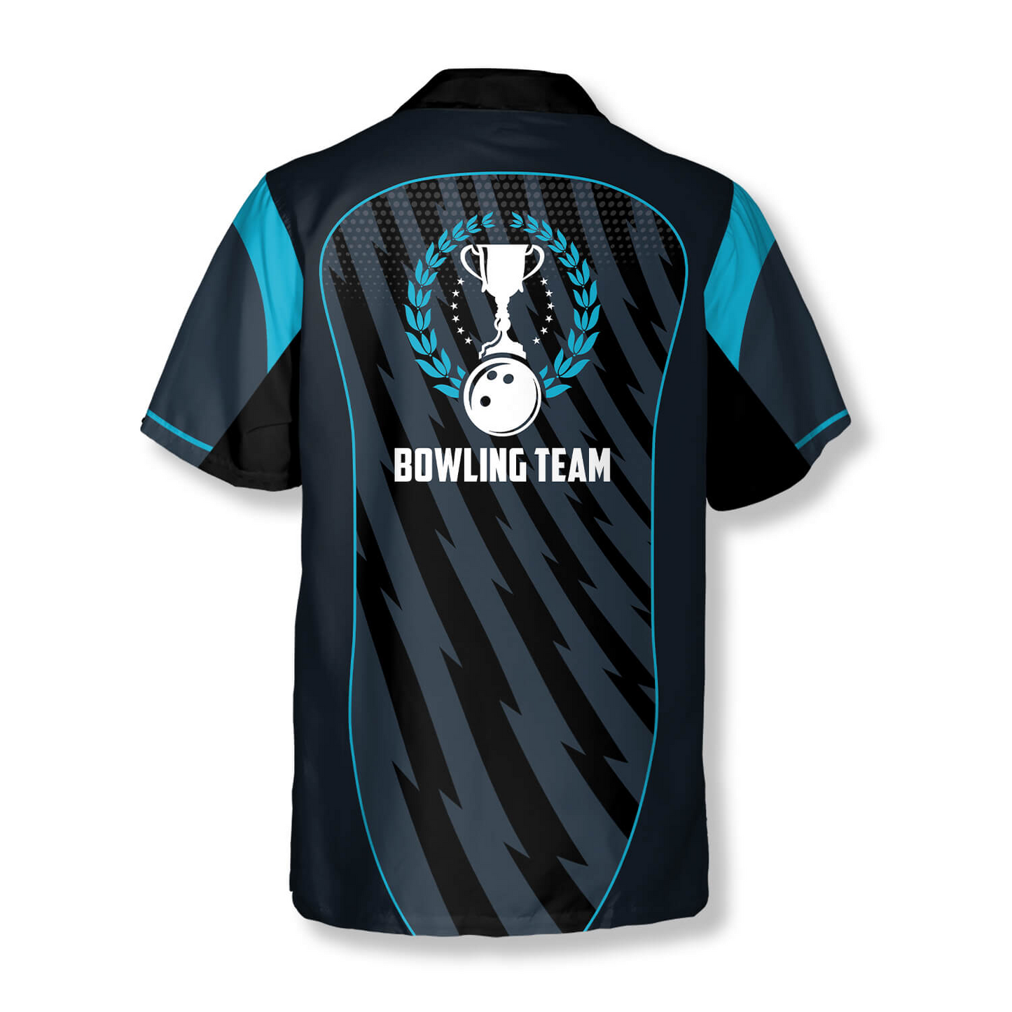 Blue Sports Style Trophy Emblem Custom Bowling Hawaiian Shirt, Uniform Team Bowling Shirt HO0057