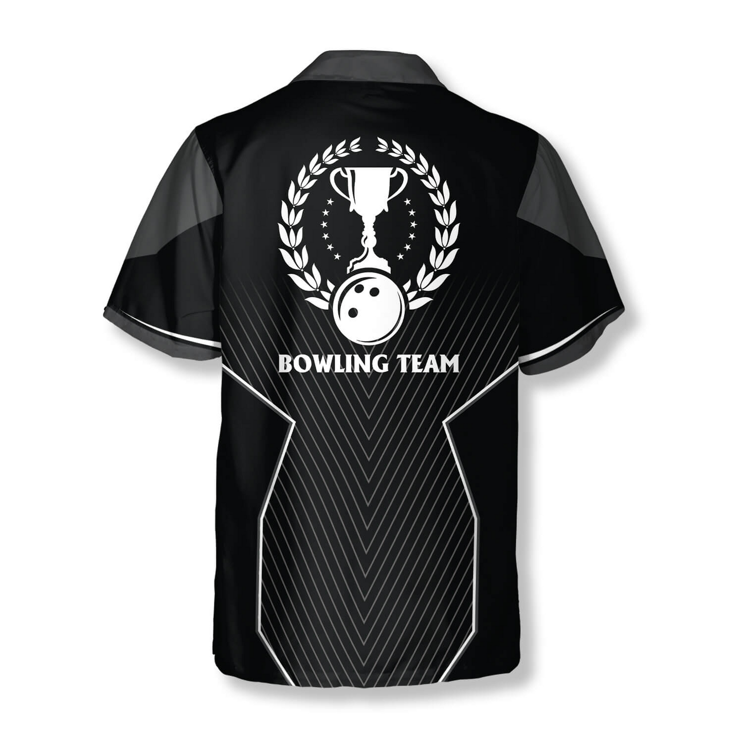 Black Sports Style Trophy Emblem Custom Bowling Hawaiian Shirt, Uniform Shirt for Team Bowling HO4075