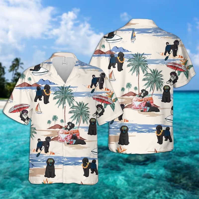 Portuguese Water Dog Summer Beach Hawaiian Shirt, dog beach Short Sleeve Hawaiian Shirt HO1363
