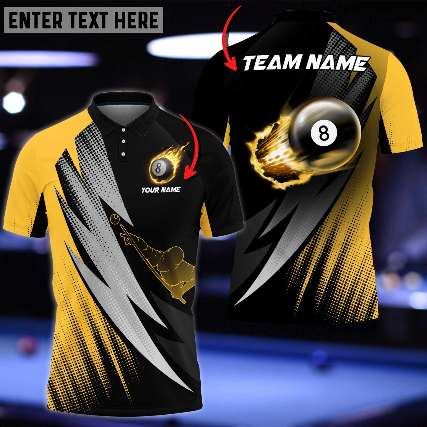 Lasfour Billiard Signature Personalized Name 3D Polo Shirt (Multi Color Options) BIA0057