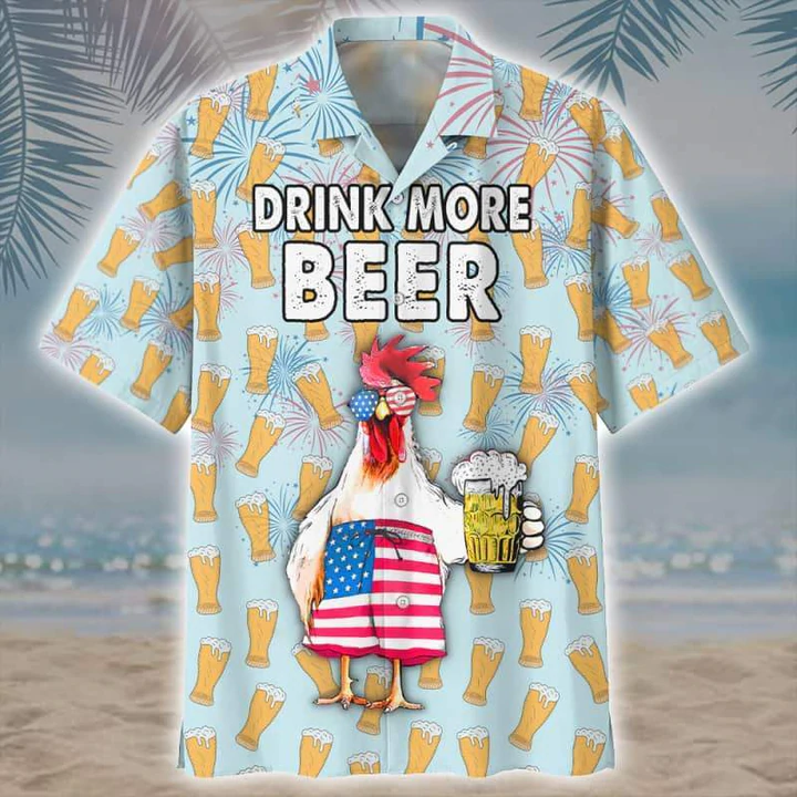 Rooster Beer Hawaiian Shirt, Summer Men Hawaiian Shirts - Casual Button Down Short Sleeve Shirt HO2479