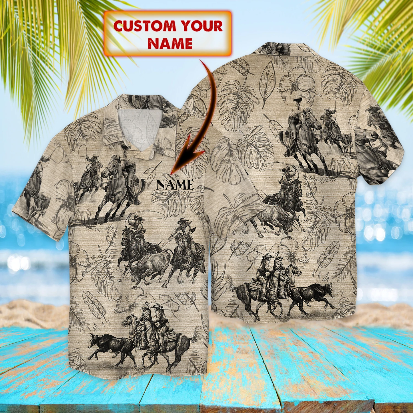Roping Hawaiian Shirt, Roping Hawaii shirt, Custom name Hawaiian Shirt for Men, Women HO2298