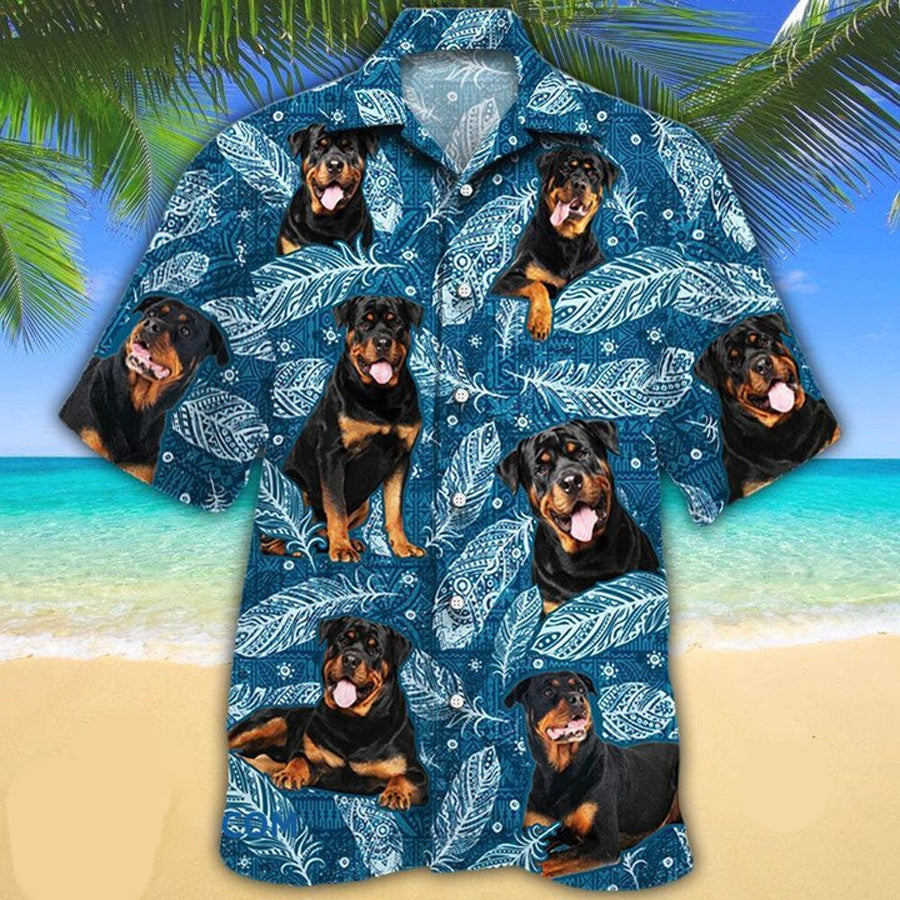 Rottweiler Vacation Hawaiian Shirt, Dog Short Sleeve Hawaiian Aloha Shirt HO2447