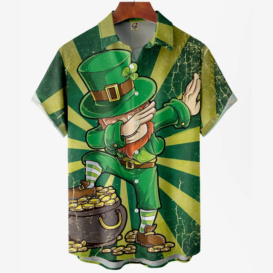 St. Patrick's Day Cat Print Men's Hawaiian Shirt, Hawaiian shirt for men and women PO0149