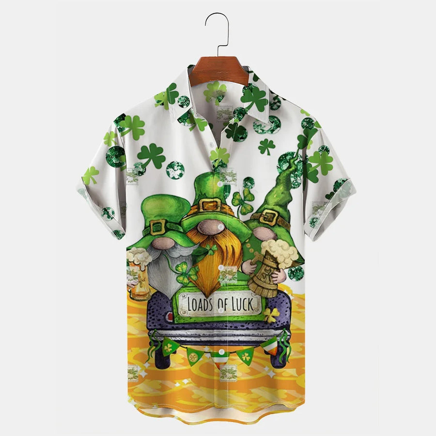 St. Patrick's Day Clover Print Holiday Shirt, St. Patrick's Day hawaii shirt for men and women PO0111