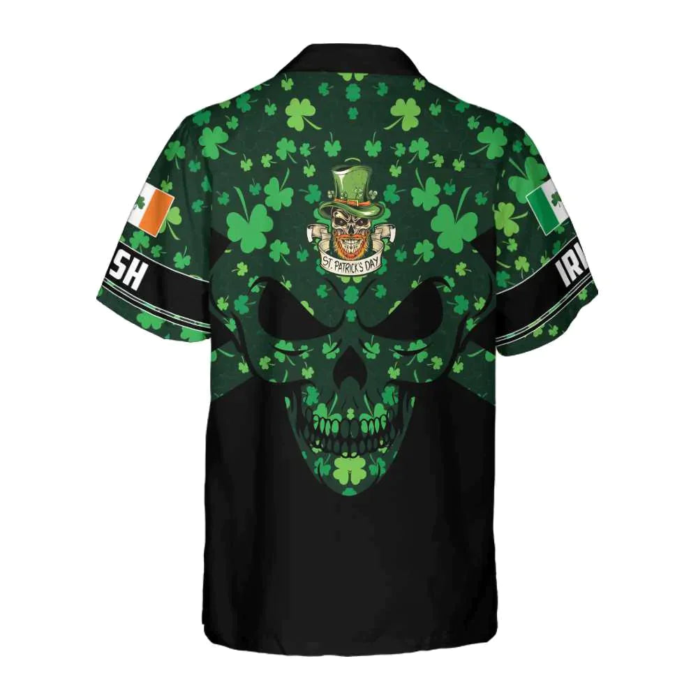 St Patrick’s Day Skull Hawaiian Shirt, St. Patricks Day Shirt, Cool St Patrick's Day Gift PO0060