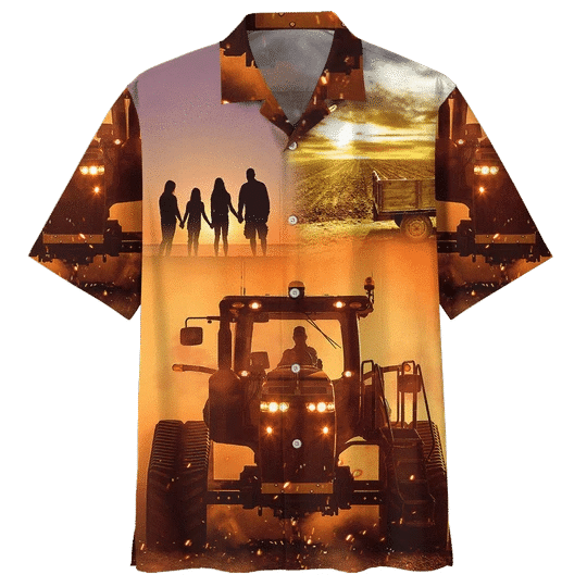 Sunset Tractor Background Design Hawaiian Shirt HO2099