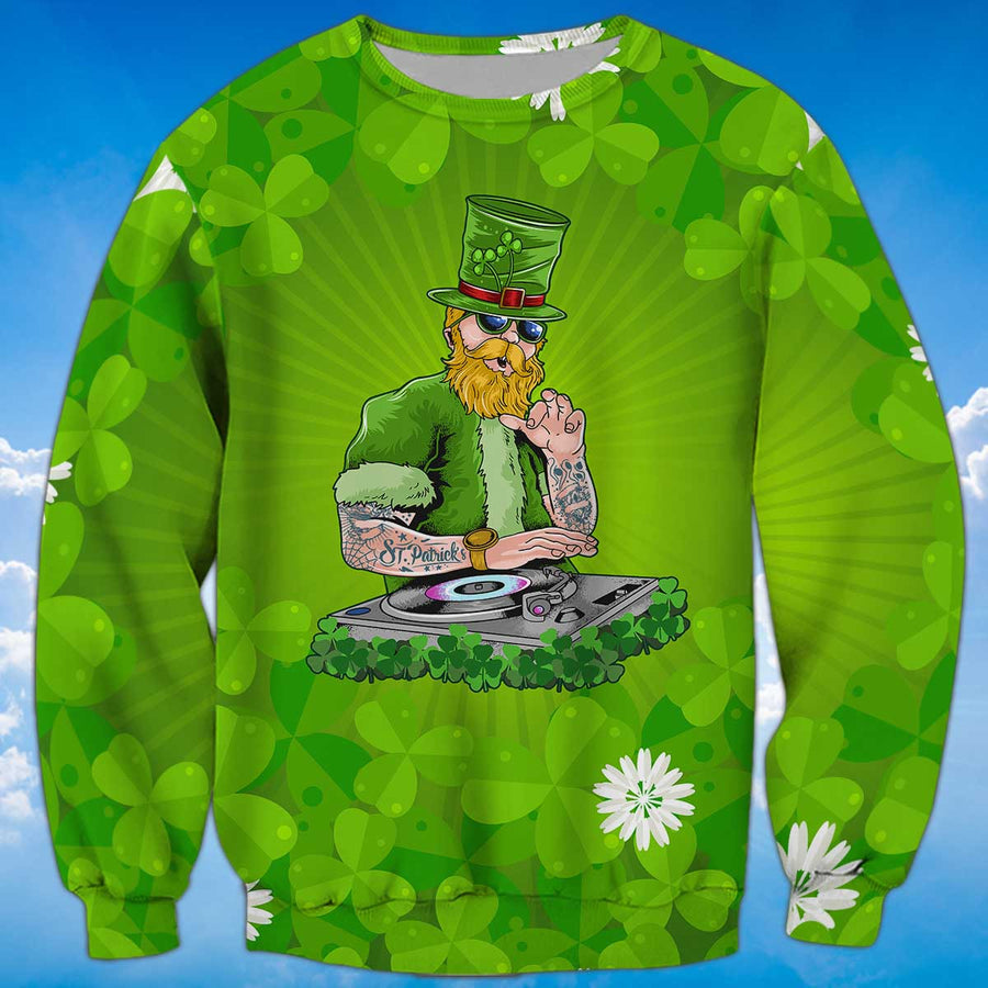 Irish man DJ Funny St Patrick's Day Shirt, All Over Print Shamrock Lucky Shirt PO0220