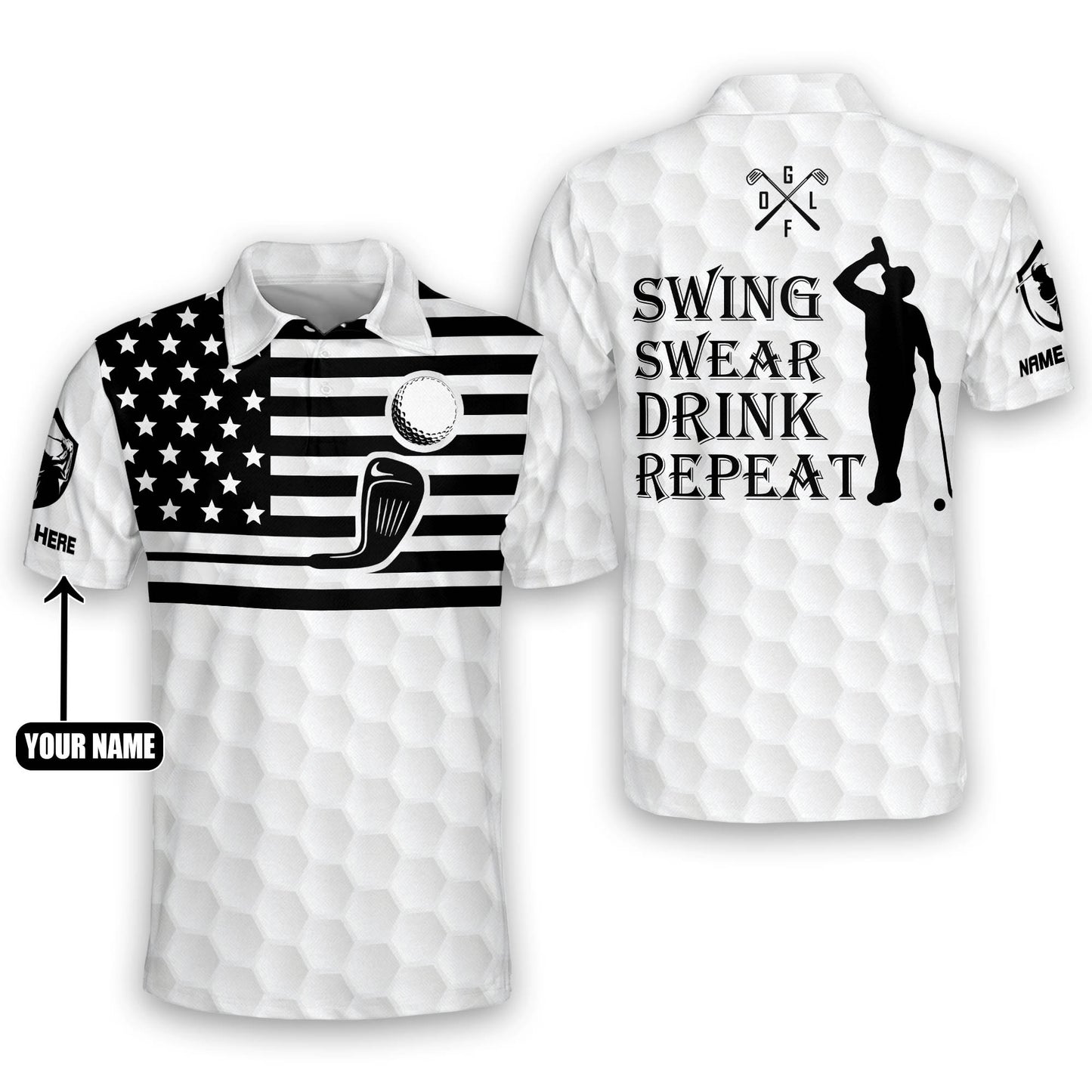 Swing Swear Drink Repeat Golf Polo Shirt GM0010