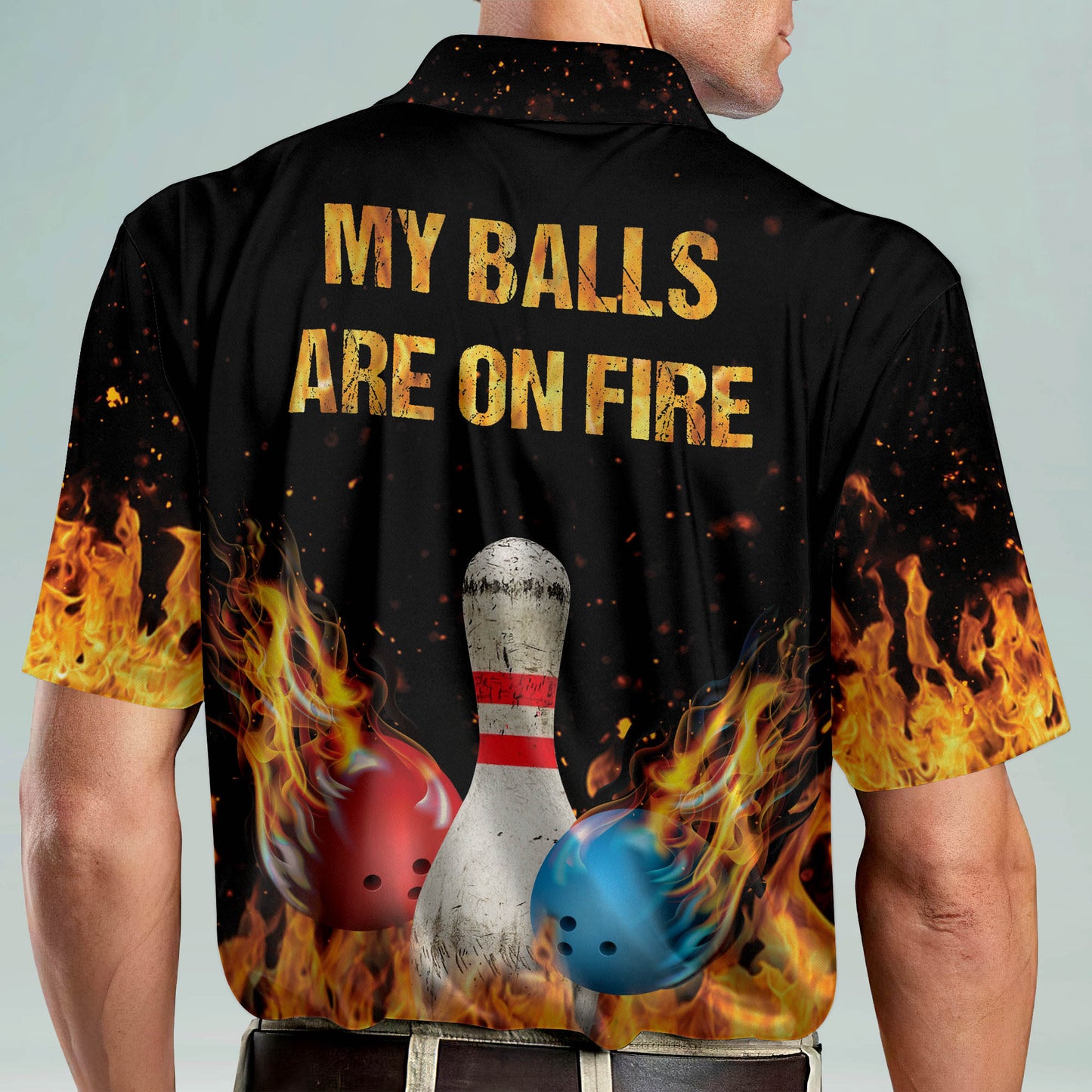 My Balls Are On Fire Bowling Shirt BM0013