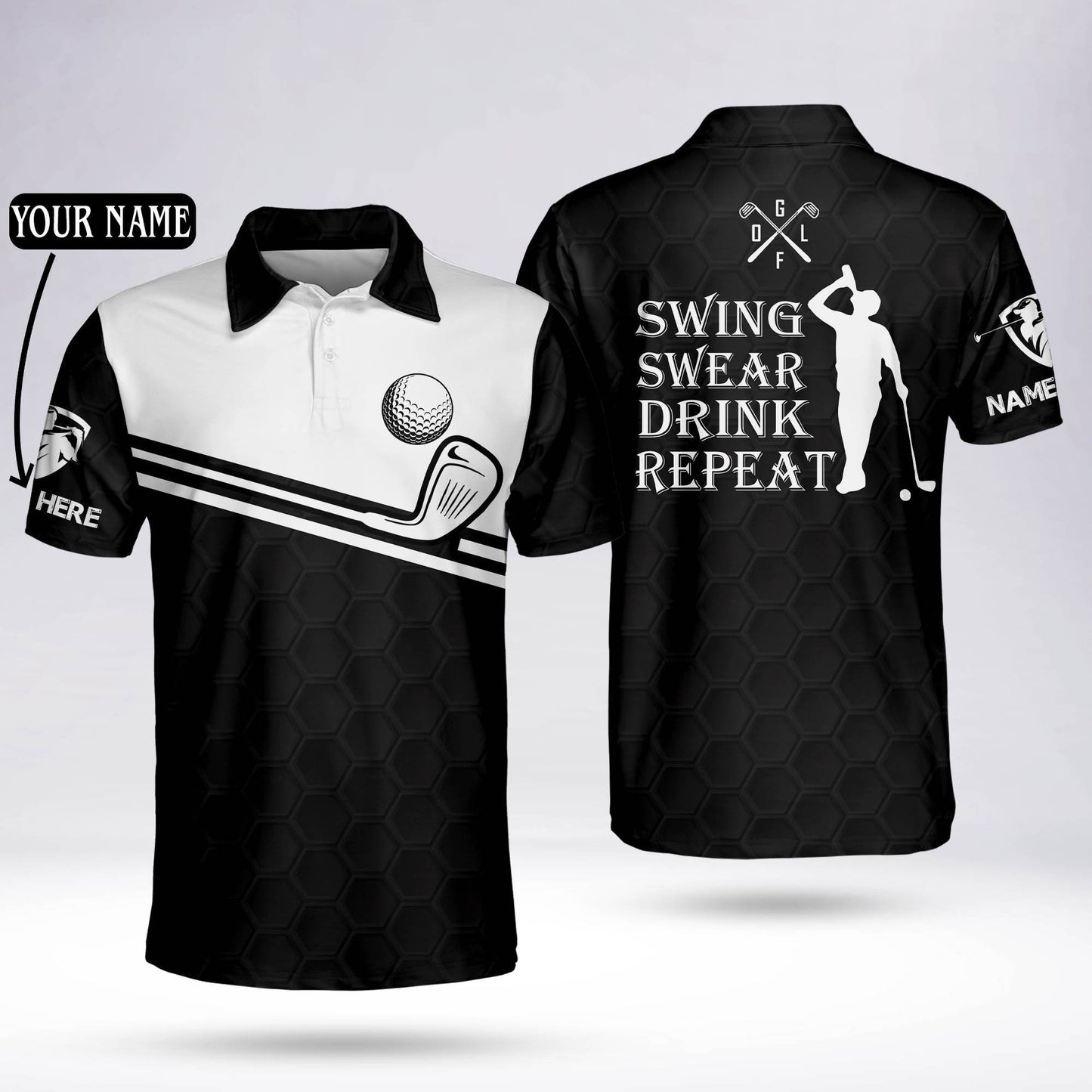 Swing Swear Drink Repeat Golf Polo Shirt GM0007