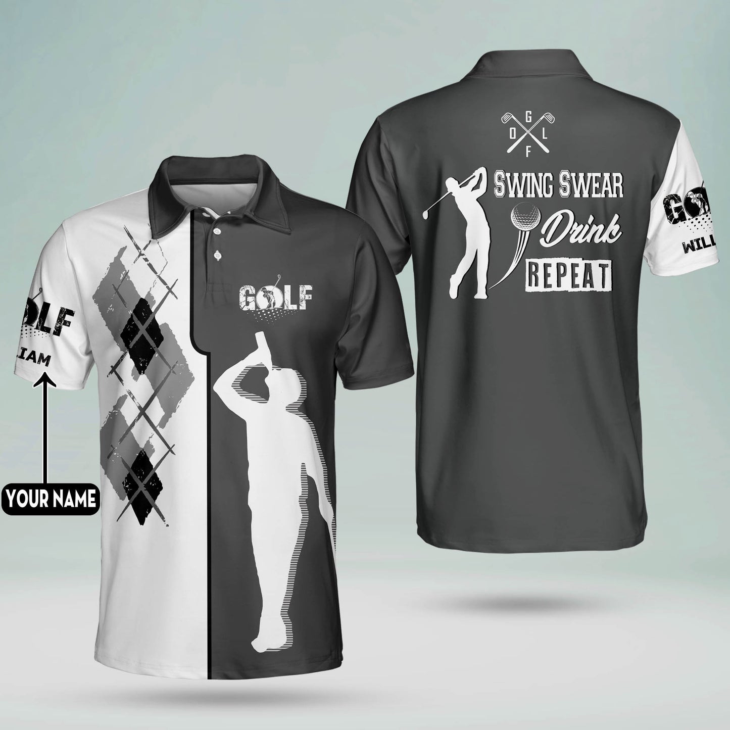 Swing Swear Drink Repeat Golf Polo Shirt GM0265