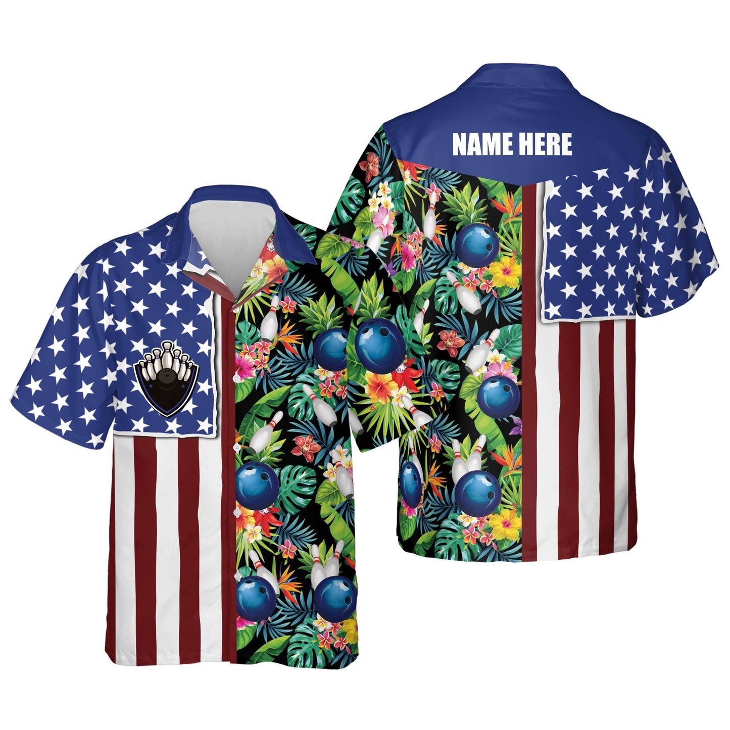 Personalized bowling Hawaiian shirt for men, Custom USA Texas Flag Hawaiian Bowling Shirts HO2772