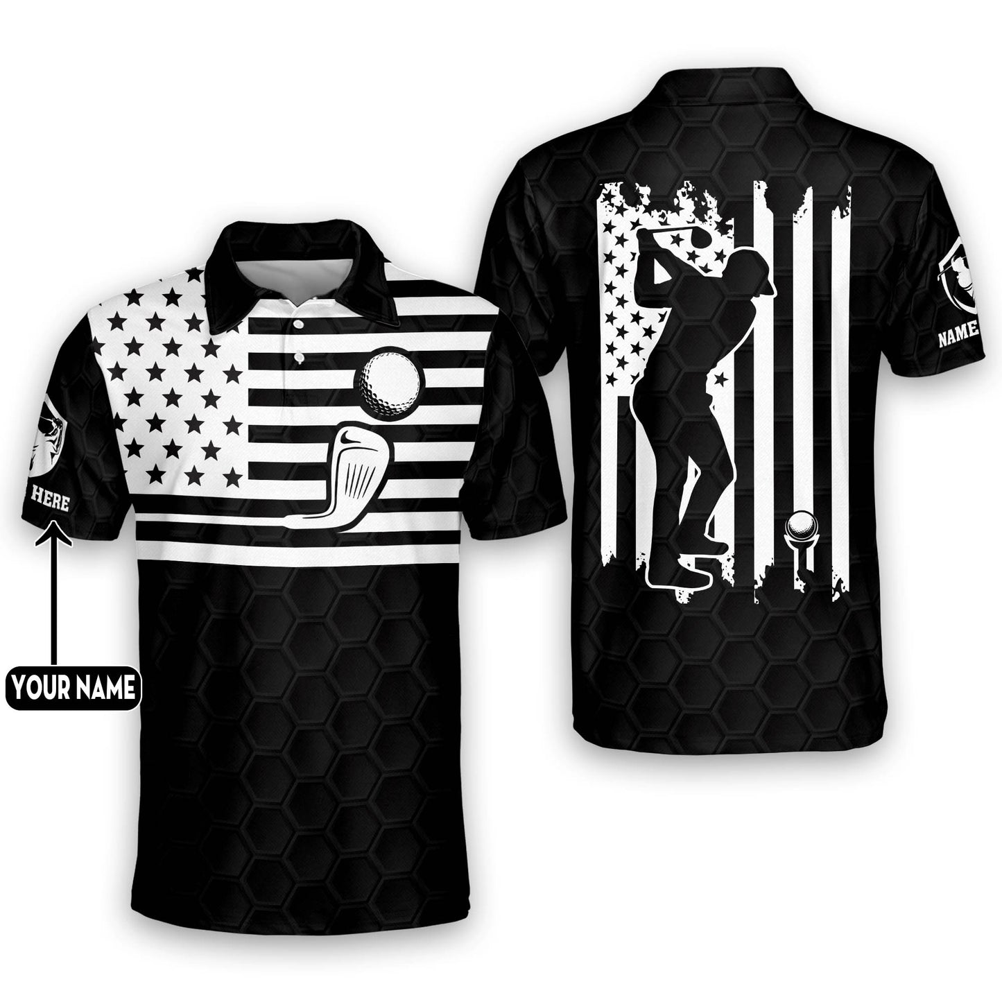 American Flag Golfer Polo Shirt GM0128
