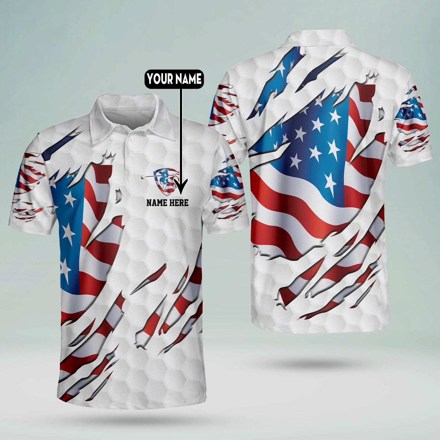 Funny Flag Patriotic Golf Polo Shirt GM0292