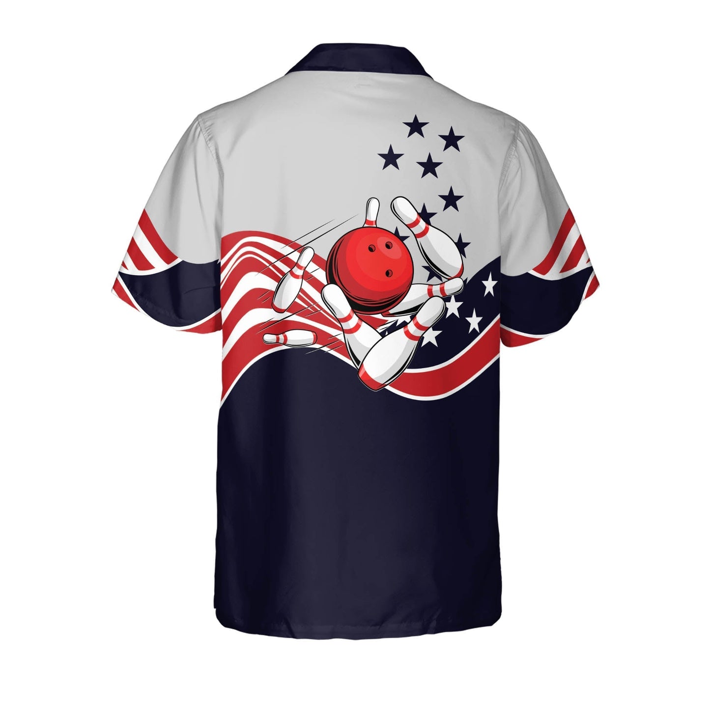 USA Bowling Button-Down Short Sleeve Hawaiian Shirt, Custom Name Bowling 3D Shirt HO3996