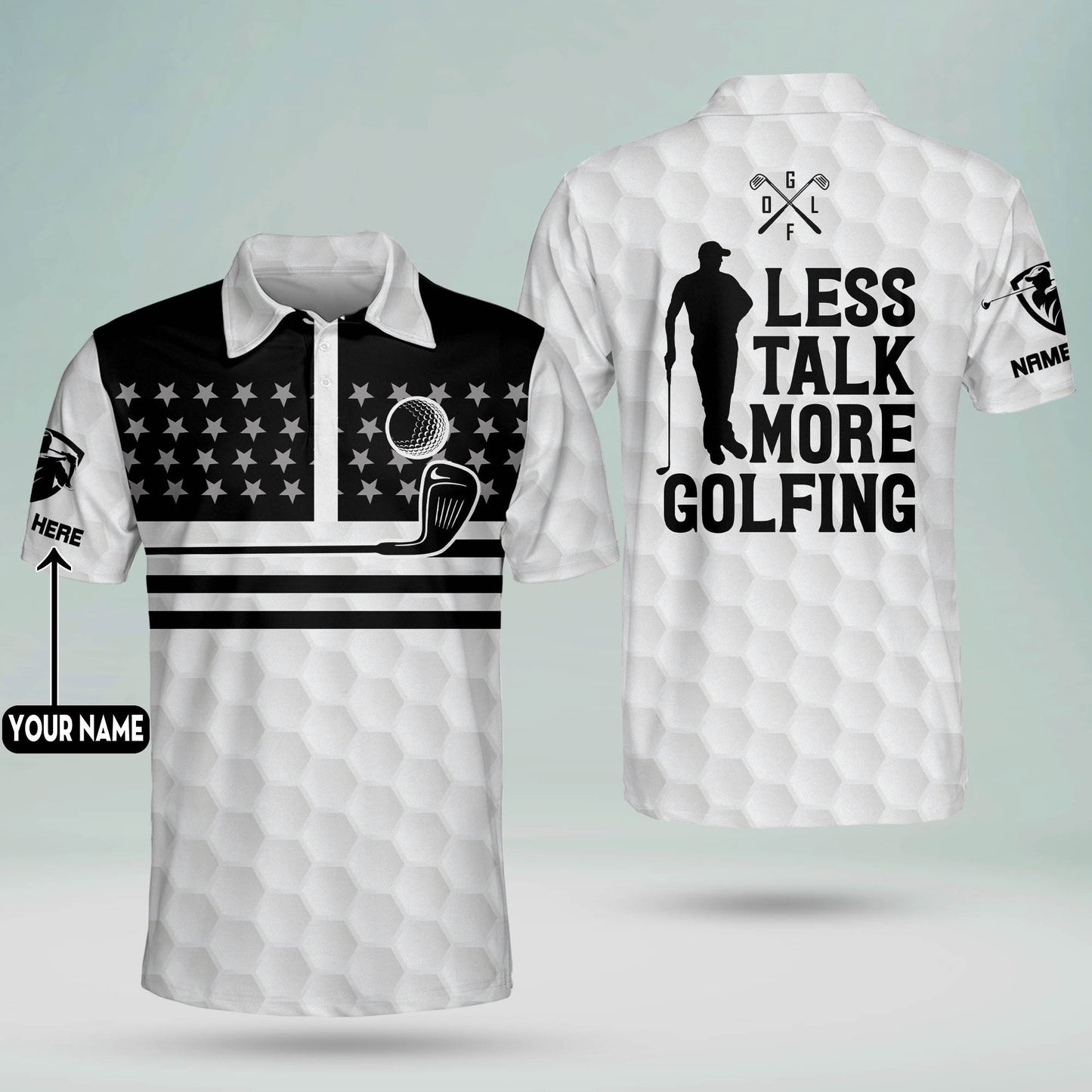 Less Talk More Golfing Patriotic Golf Polo Shirt GM0236