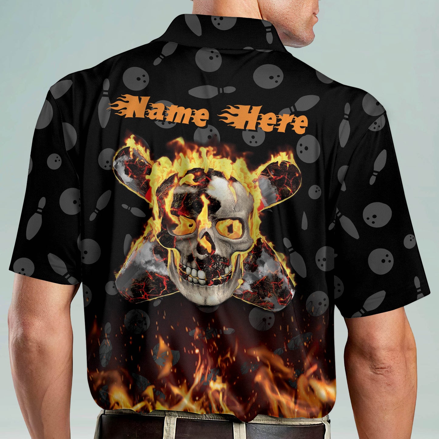 Custom Skull Fire Bowling Polo Shirts BM0029