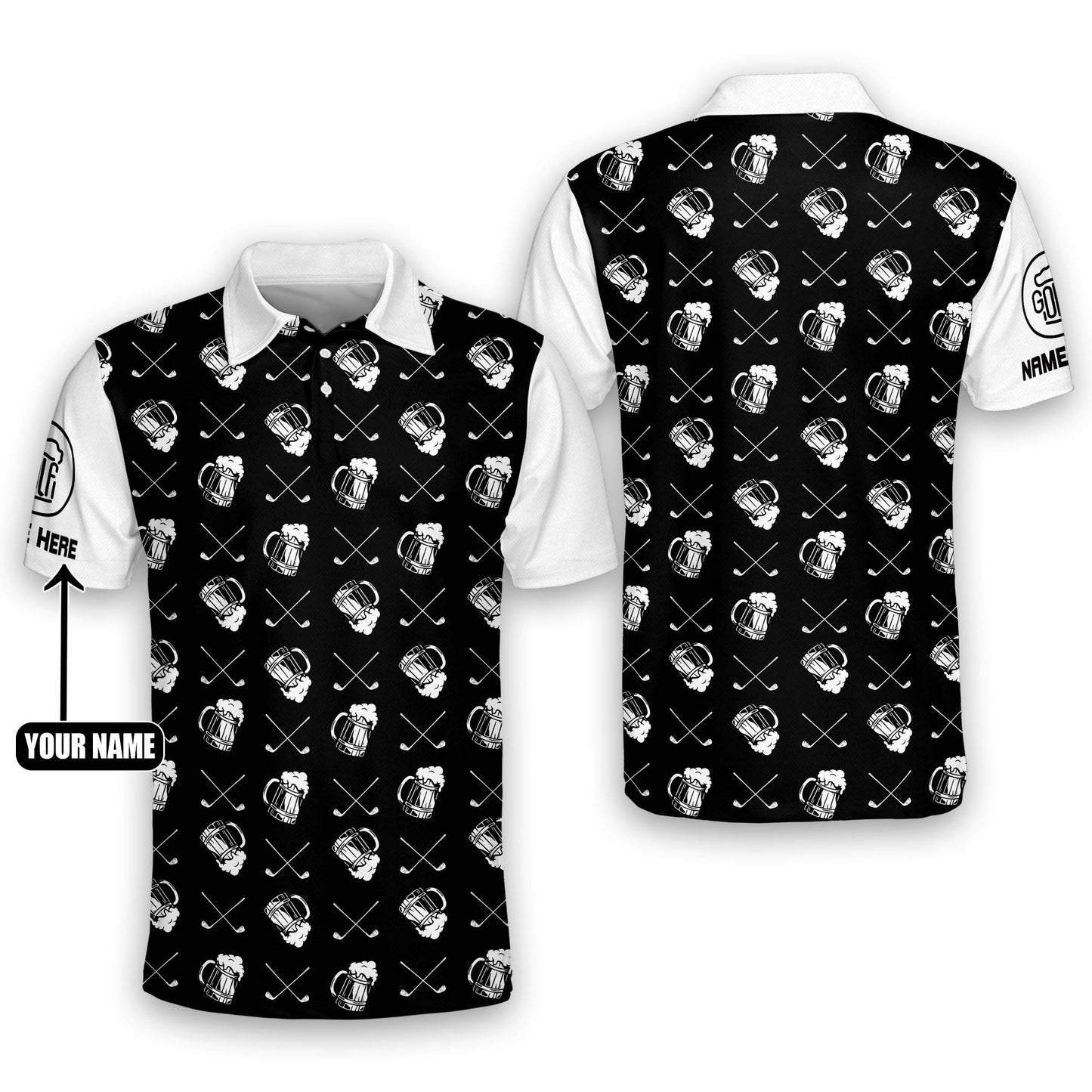 Golf Beer Pattern Golf Polo Shirt GM0174