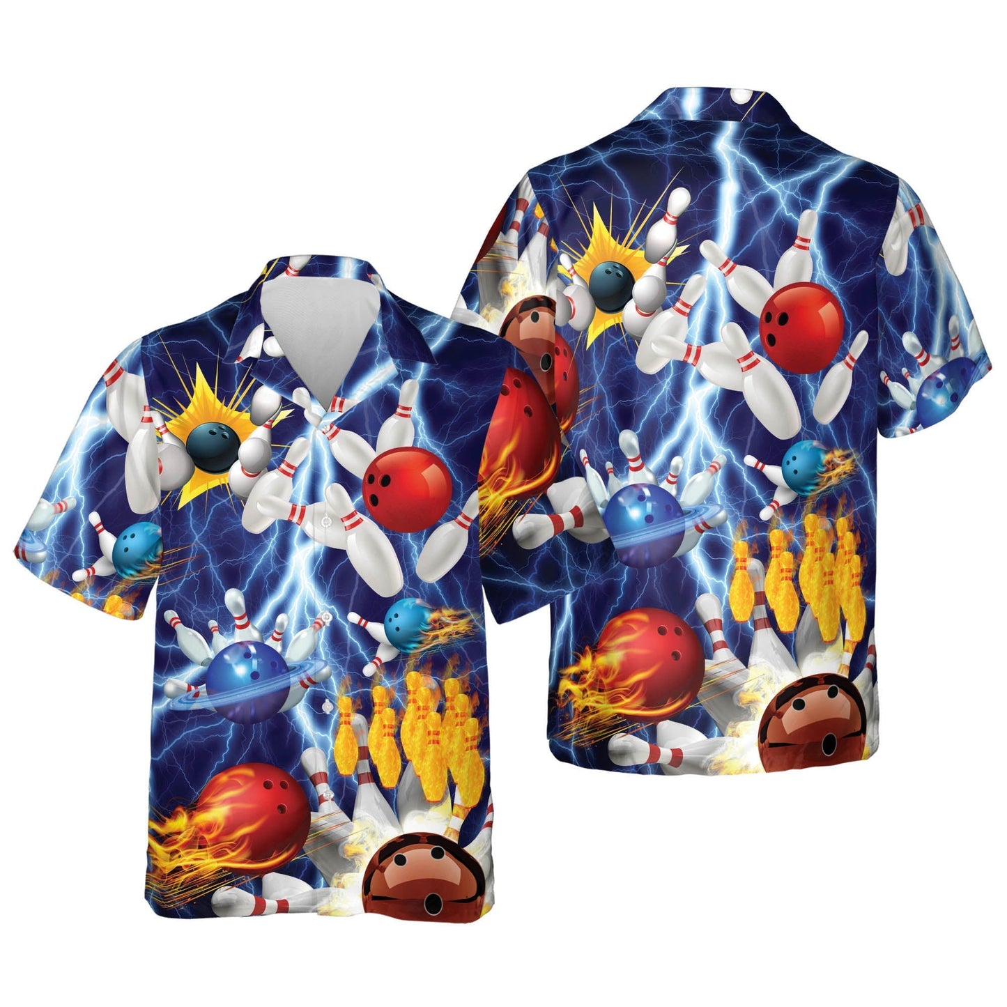 Bowling Button-Down Short Sleeve Hawaiian Shirt, Bowling Hawaiian shirt for men HO2768