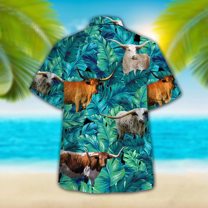 Cow hawaiian shirt, Tx-Longhorn Cattle Lovers Hawaiian Shirt, Summer Short Sleeve Hawaiian Aloha Shirt for men, Women HO2632